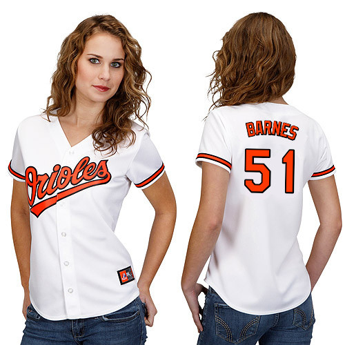 Scott Barnes #51 mlb Jersey-Baltimore Orioles Women's Authentic Home White Cool Base Baseball Jersey